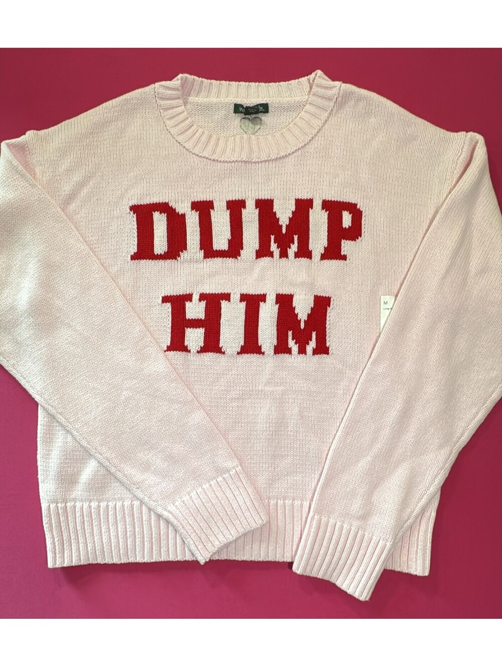 Wild Fable Dump Him Sweater Pink Red Graphic Pullover Size M New